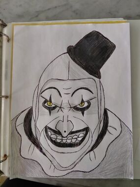 Handmade Terrifier Art the Clown Drawing – Original Horror Artwork with Protecti